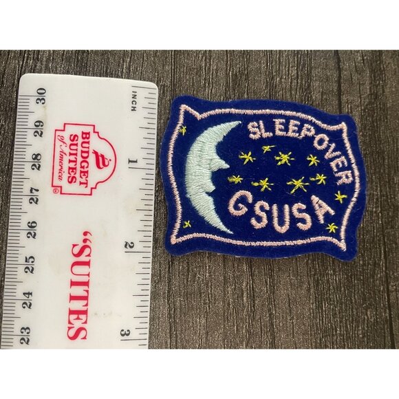 Girl Scouts Sleepover GSUSA 2.5" blue, pink, & yellow, moon & stars patch - Picture 5 of 6